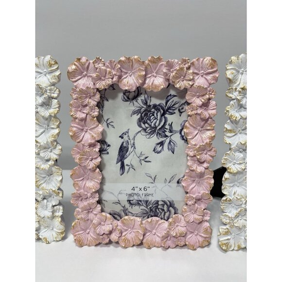 Frames 3pc Pink & White 3D Flower Floral Photo Frames 4x6" Decorative Set *Read* - Picture 8 of 16